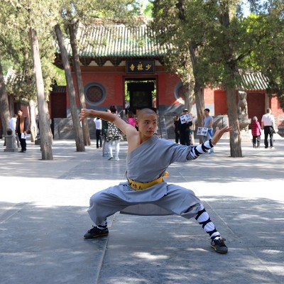 少林武僧服批发 少林武术练功服装 纯棉灰色单肩服装 僧服厂家图2