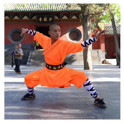 少林武僧服批发少林武术练功服装 练棍法练武竹节服装 二选一僧服图5