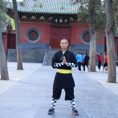 少林武僧服批发 少林武术练功服装 黑色服装 双肩僧服批发图5