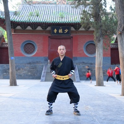 少林武僧服批发 少林武术练功服装 黑色服装 双肩僧服批发图4