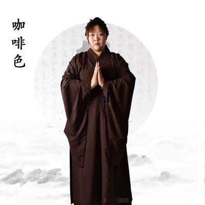 海青居士服女海清僧衣服僧服长衫袈裟大褂和尚服咖啡色黑色木兰色图2