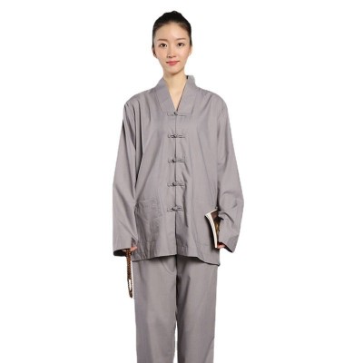 海青居士服女款朝山法会传统盘扣居士禅修服套装僧衣僧服春秋包邮图5