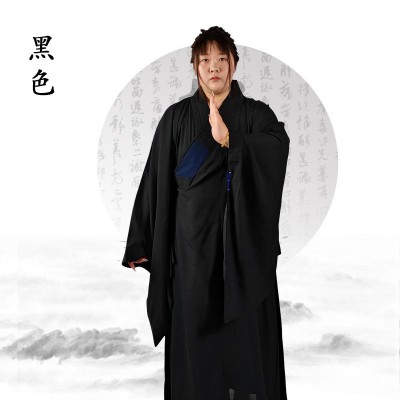 海青居士服女款法会和尚袈裟海清僧服僧衣服长衫青衣男咖啡色黑色图3