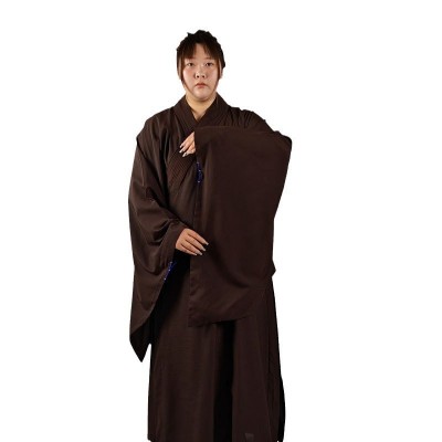 海青居士服女款法会和尚袈裟海清僧服僧衣服长衫青衣男咖啡色黑色图4