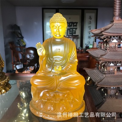 财神殿水琉璃财神爷22公分小型财神佛像摆件寺院佛堂树脂工艺品图4
