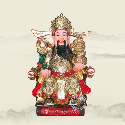 财神殿水琉璃财神爷22公分小型财神佛像摆件寺院佛堂树脂工艺品图2
