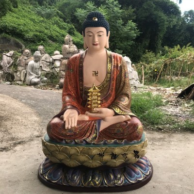寺院大殿佛像释迦牟尼木雕三宝佛像阿弥陀佛佛堂树脂玻璃钢摆件图2