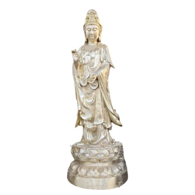 观音佛像善才龙女，三宝佛铜像三圣佛像，三世佛订购鎏金贴金图4