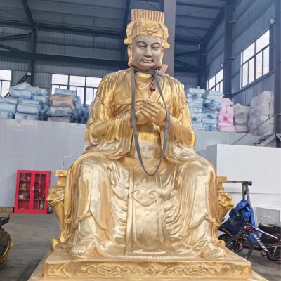 观音佛像善才龙女，三宝佛铜像三圣佛像，三世佛订购鎏金贴金图3