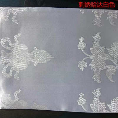 鹏飞哈达厂批发量大从优彩色提花精品仿真丝绣花刺绣八吉祥 哈达图3