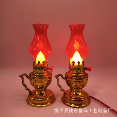 红色电子灯仿真煤油灯电池插电两款蜡烛灯长明灯家用乔迁入宅结婚图4