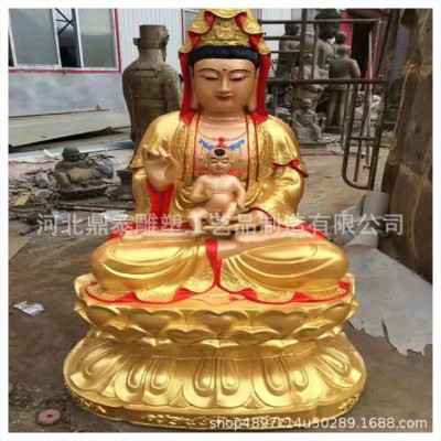 大型厂家铸造 铜牵手观音现货彩绘滴水观音雕塑铜观音价格批发图4
