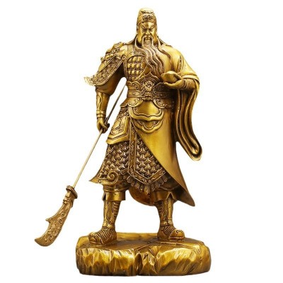 铜关公像供奉神像黄铜武财神关公佛像摆件招财托元宝关公大号图5
