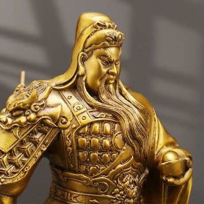 铜关公像供奉神像黄铜武财神关公佛像摆件招财托元宝关公大号图3