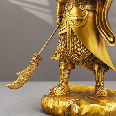 铜关公像供奉神像黄铜武财神关公佛像摆件招财托元宝关公大号图2