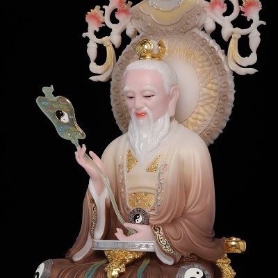 汉白玉三清道祖神像太上老君道德灵宝元始天尊家用家居供奉摆件图2