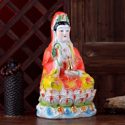陶瓷描金南海观音佛像居家供奉家用佛摆件白瓷家供观世音菩萨像图3