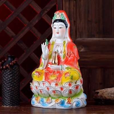 陶瓷描金南海观音佛像居家供奉家用佛摆件白瓷家供观世音菩萨像图2