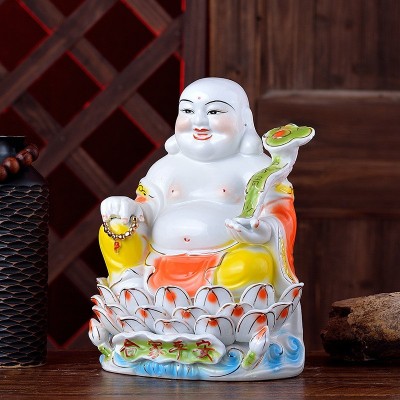 10~12寸陶瓷弥勒佛像摆件哈哈佛坐莲花笑佛家居佛堂工艺品摆设图2