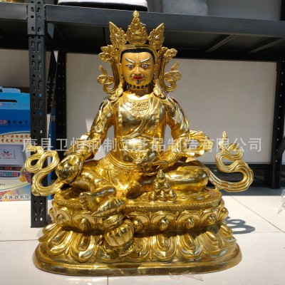 21厘米高纯铜金刚萨多四臂观音藏传三宝佛黄财神铜佛像寺庙摆件图4