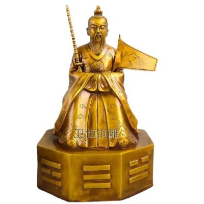 大型纯铜彩绘五爷像广济龙王菩萨财神佛像龙王爷神像寺庙供奉摆件图5