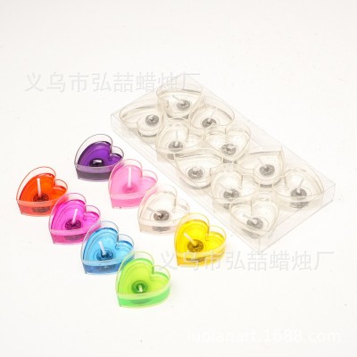 弘喆 厂家直销 亚克力 果冻 水晶 高阻燃塑料杯 心形蜡烛10粒绿图2
