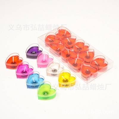 弘喆 厂家直销 亚克力 果冻 水晶 高阻燃塑料杯 心形蜡烛10粒绿图4