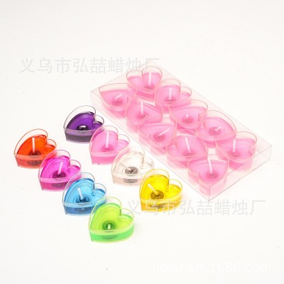 弘喆 厂家直销 亚克力 果冻 水晶 高阻燃塑料杯 心形蜡烛10粒绿图3