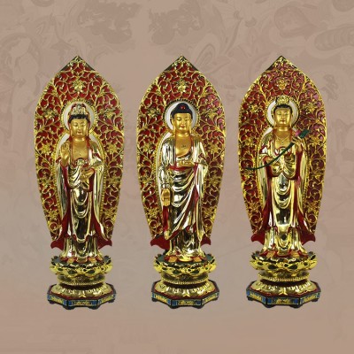 跨境外贸彩绘西方三圣佛像 汉白玉三圣佛像树脂摆件厂家图3