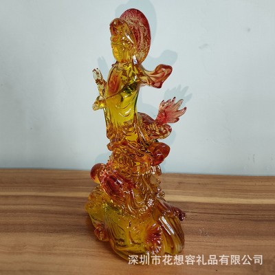 8.5寸站龙观音水琉璃透明树指工艺品摆件10寸办公室家居佛像摆件图4