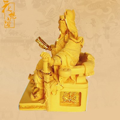 厂价供应绒沙金读书关公神像家居工艺摆件创意树脂工艺品关公图2