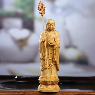 黄杨木雕道明闵公地藏王菩萨护法尊者佛像家居木质摆件手把件图3