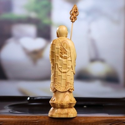 黄杨木雕道明闵公地藏王菩萨护法尊者佛像家居木质摆件手把件图5