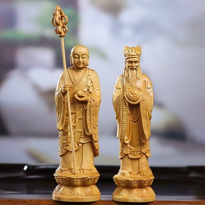 黄杨木雕道明闵公地藏王菩萨护法尊者佛像家居木质摆件手把件图4