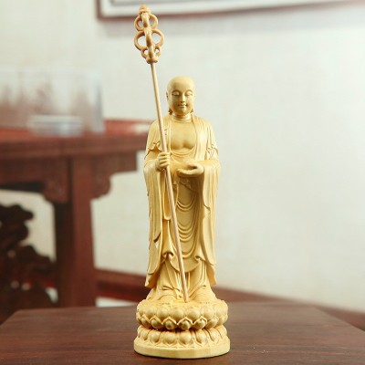 黄杨木雕摆件地藏王菩萨家居客厅佛像手把件把玩工艺品图5