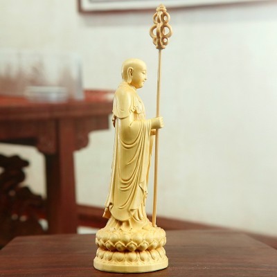 黄杨木雕摆件地藏王菩萨家居客厅佛像手把件把玩工艺品图2