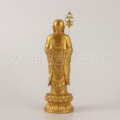 地藏王菩萨九华山站比丘金地藏小佛像神像喷金工艺品家居佛摆件图4