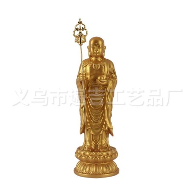 地藏王菩萨九华山站比丘金地藏小佛像神像喷金工艺品家居佛摆件图5