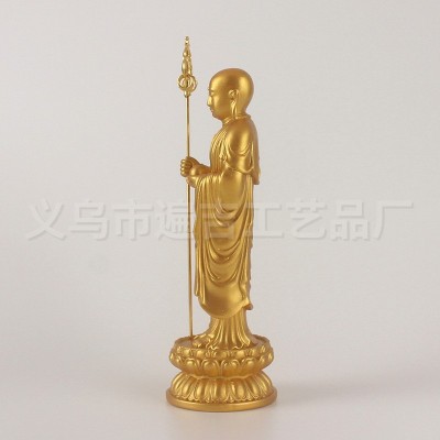 地藏王菩萨九华山站比丘金地藏小佛像神像喷金工艺品家居佛摆件图3