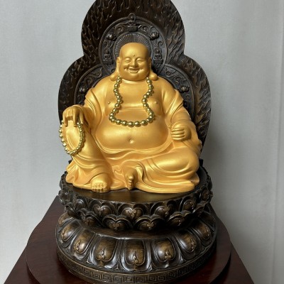 绒沙金坐莲弥勒佛摆件 中式工艺品家居摆件 厂家批发图2