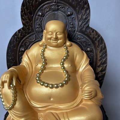 绒沙金坐莲弥勒佛摆件 中式工艺品家居摆件 厂家批发图3