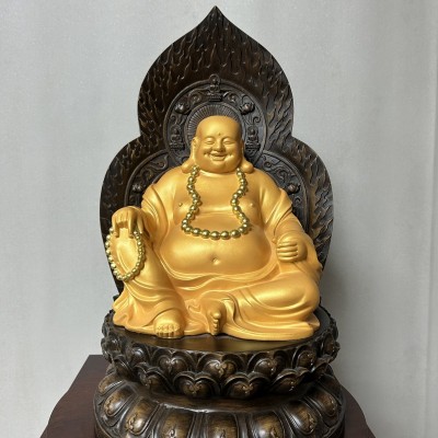 绒沙金坐莲弥勒佛摆件 中式工艺品家居摆件 厂家批发图4