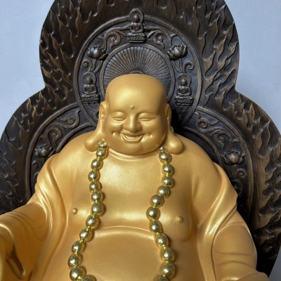 绒沙金坐莲弥勒佛摆件 中式工艺品家居摆件 厂家批发图5