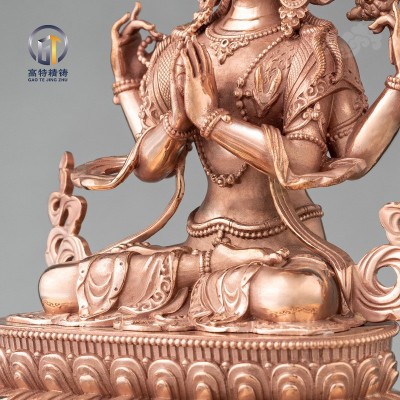 高特精铸 红铜本色四壁观音家居供奉小佛像定批发制做源头工厂图4