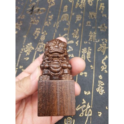 沉香木 狮子印章官印宝宝抓周手把件木质雕刻工艺品厂家批发印章图4