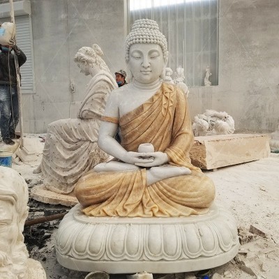 定制大理石佛像手工雕刻寺庙景区人物雕像汉白玉石材佛像工厂图4
