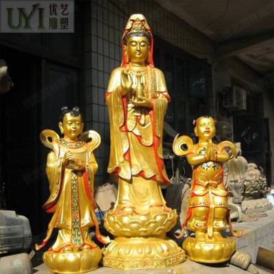 铜观音佛像人物雕塑 厂家现货供应 宗教寺庙铸铜佛像 铜西方三圣 1个图3