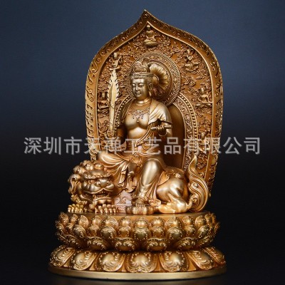 全黄铜文殊普贤菩萨佛像 虚空藏菩萨 大势至菩萨 守护神佛 像摆件图4