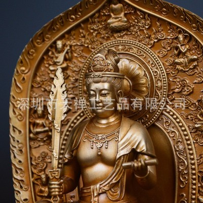全黄铜文殊普贤菩萨佛像 虚空藏菩萨 大势至菩萨 守护神佛 像摆件图5