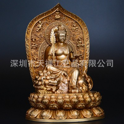 全黄铜文殊普贤菩萨佛像 虚空藏菩萨 大势至菩萨 守护神佛 像摆件图3